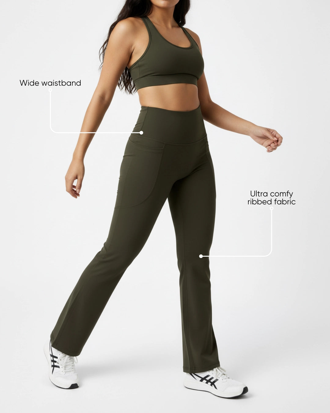 On The Move Flared Leggings Charcoal Green
