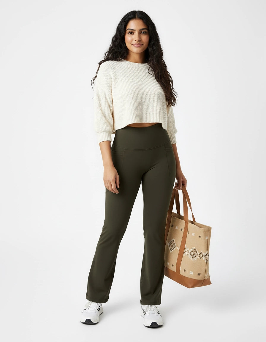 On The Move Flared Leggings Charcoal Green