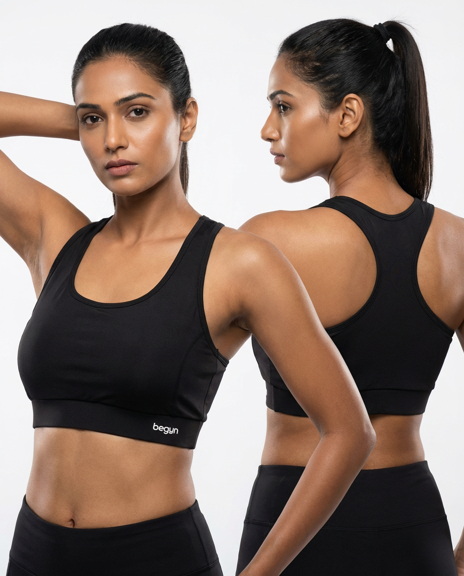 Luna Racerback Sports Bra Black