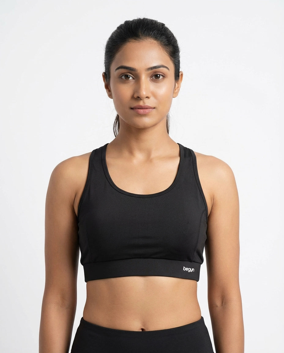 Luna Racerback Mid Impact Sports Bra Black