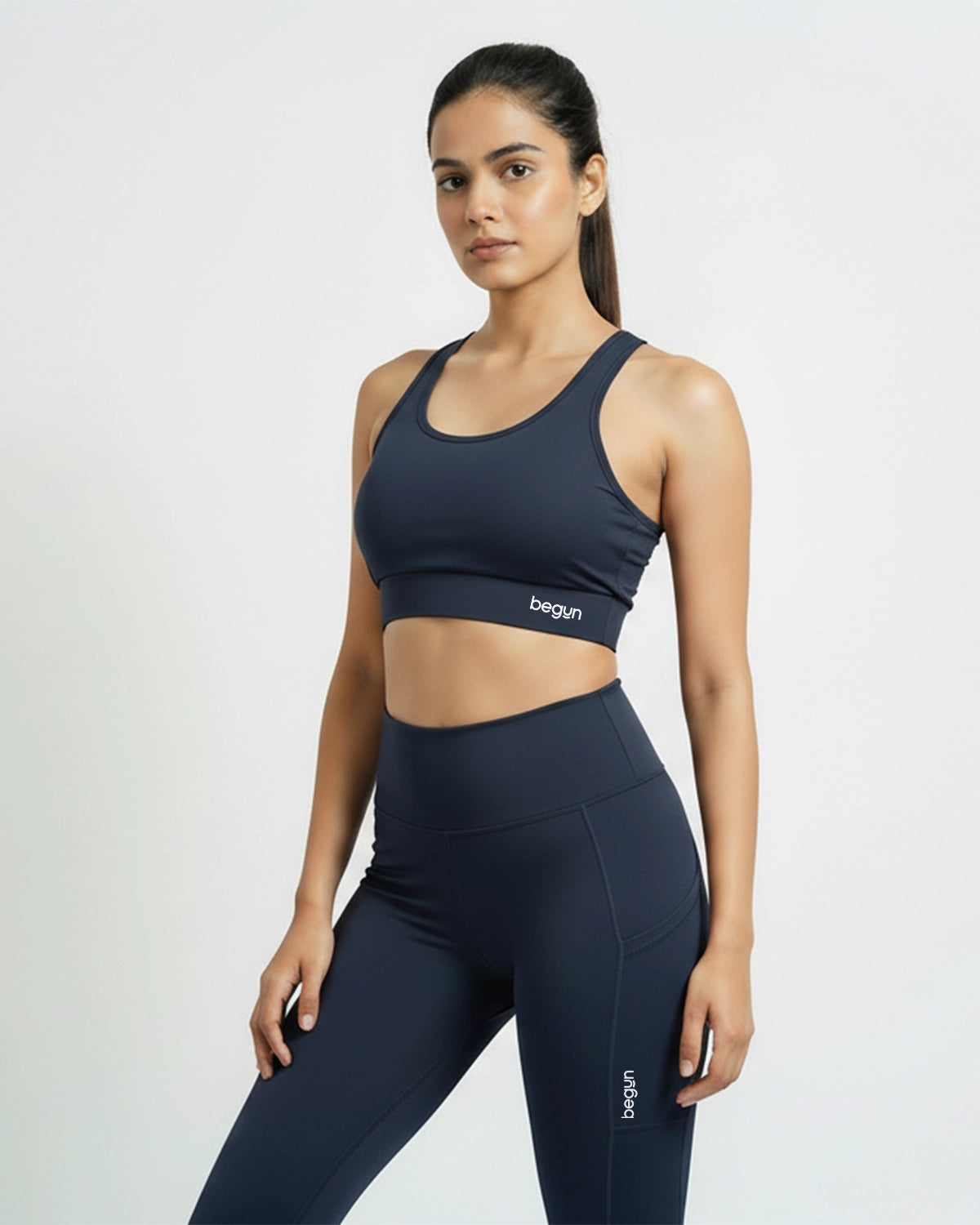 Luna Racerback Mid Impact Sports Bra Midnight Navy