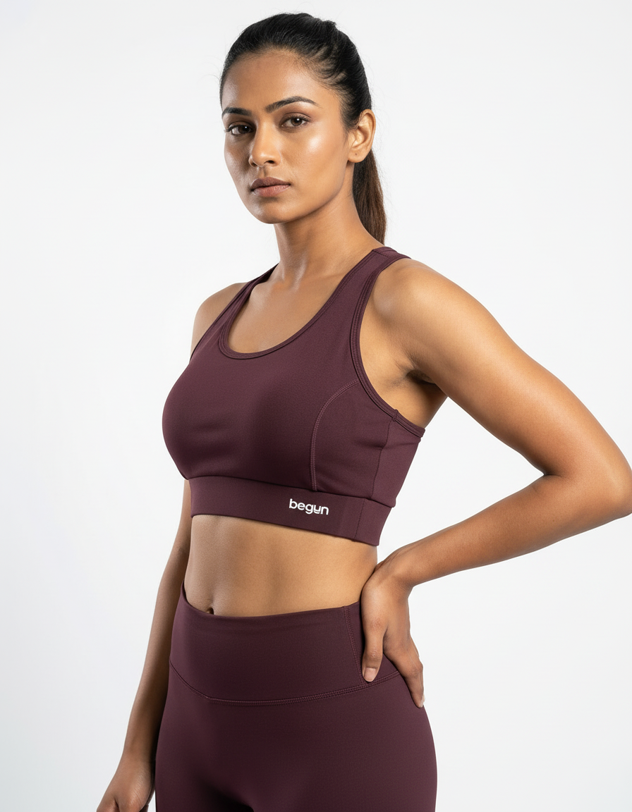 Luna Racerback Sports Bra Wine