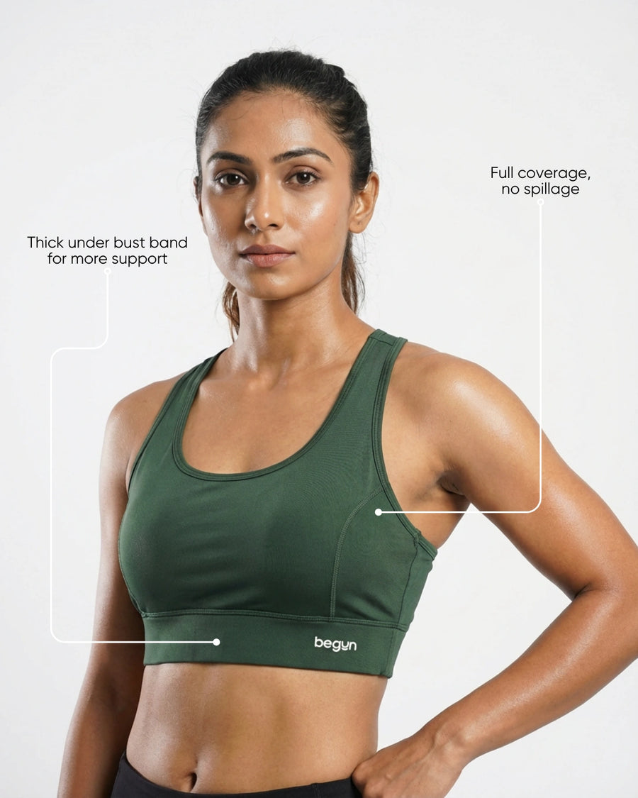 Luna Racerback Mid Impact Sports Bra Sage
