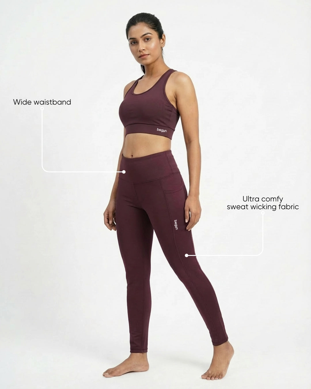 Leap Ankle Length Leggings Wine