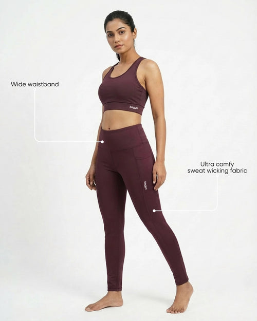 Leap Ankle Length Leggings Wine
