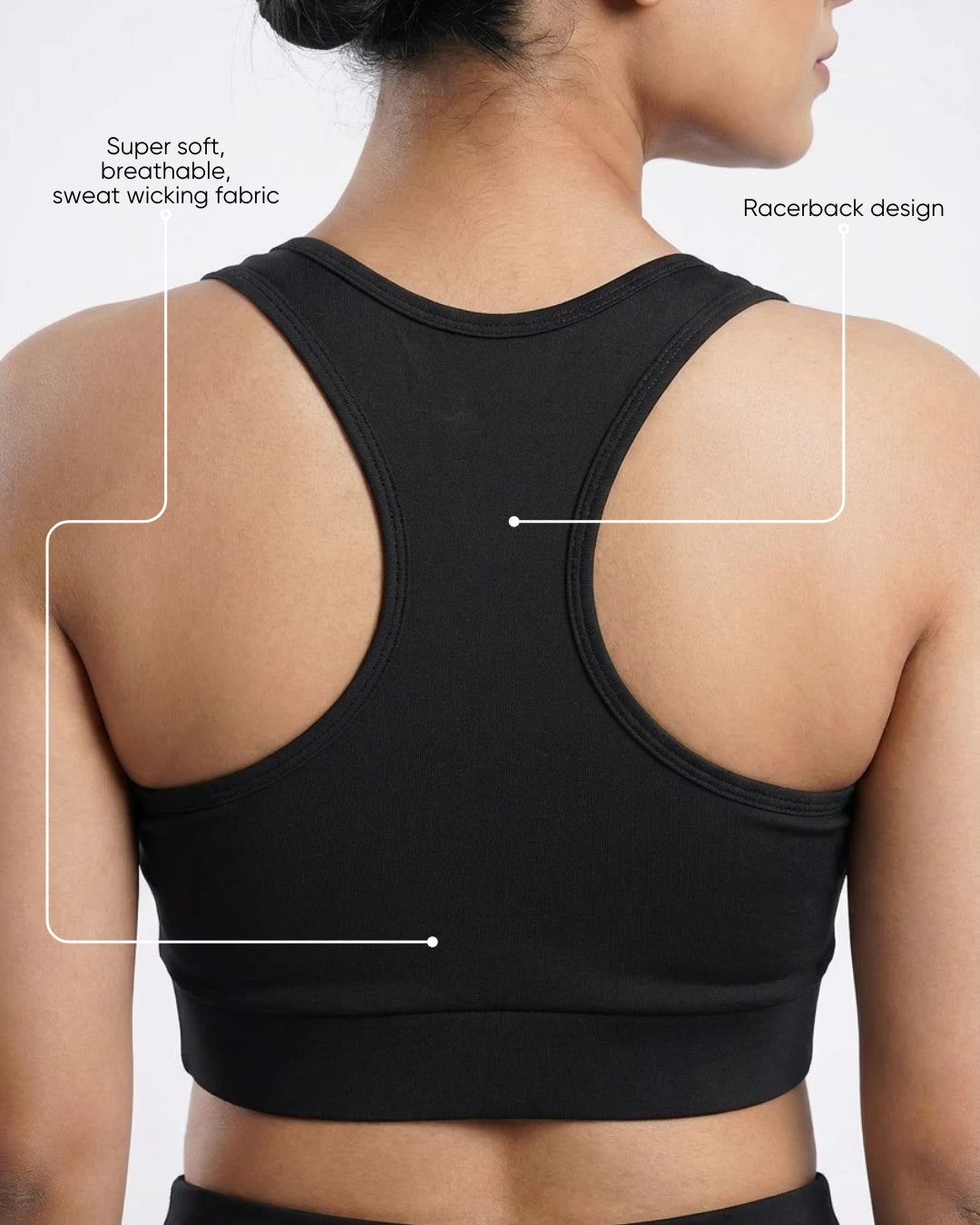 Luna Racerback Mid Impact Sports Bra Black