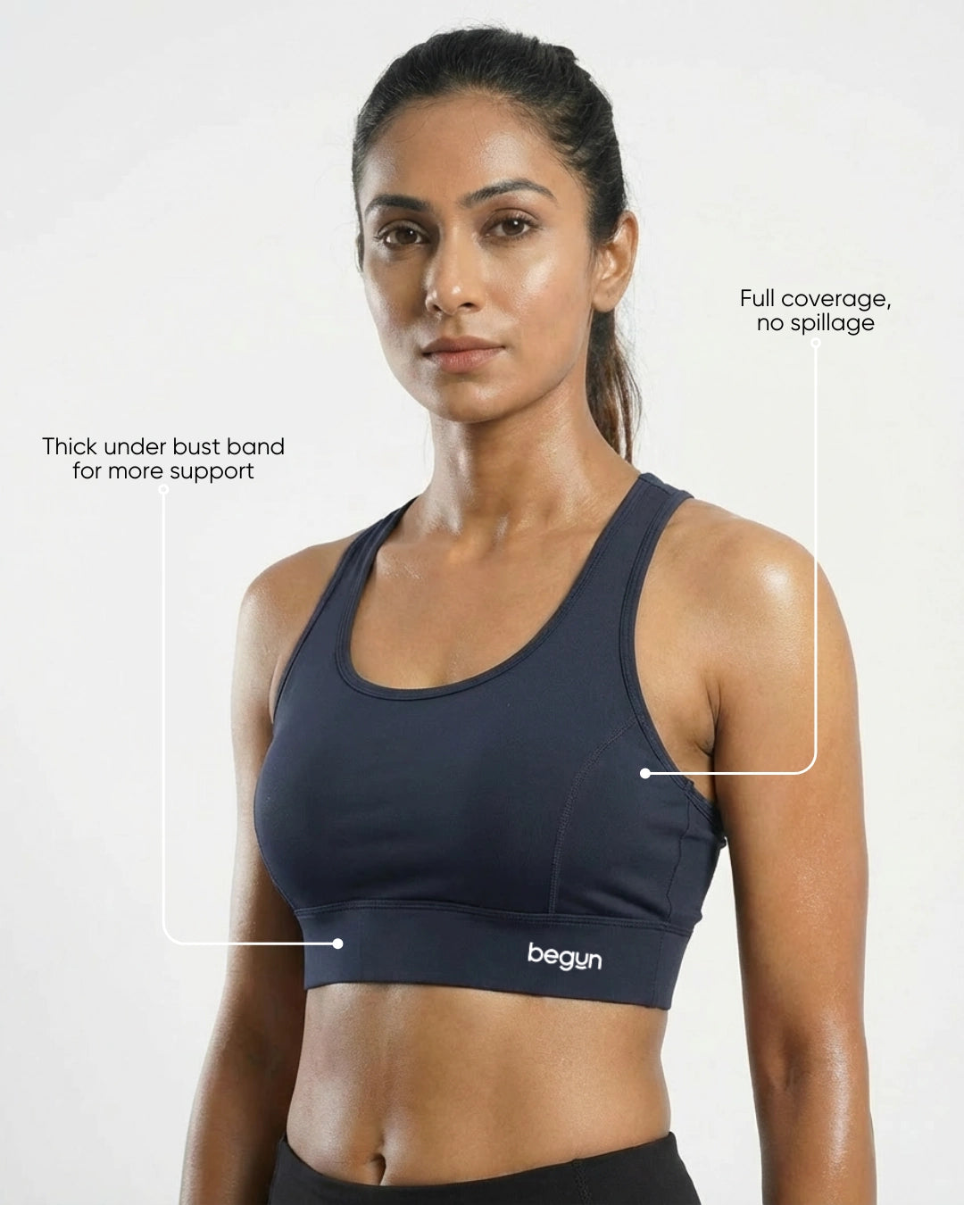 Luna Racerback Mid Impact Sports Bra Midnight Navy