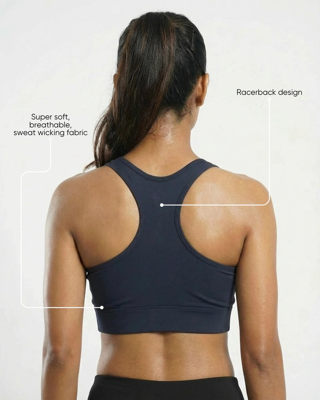 Luna Racerback Mid Impact Sports Bra Midnight Navy