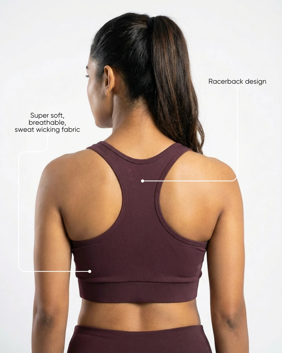 Luna Racerback Mid Impact Sports Bra Wine
