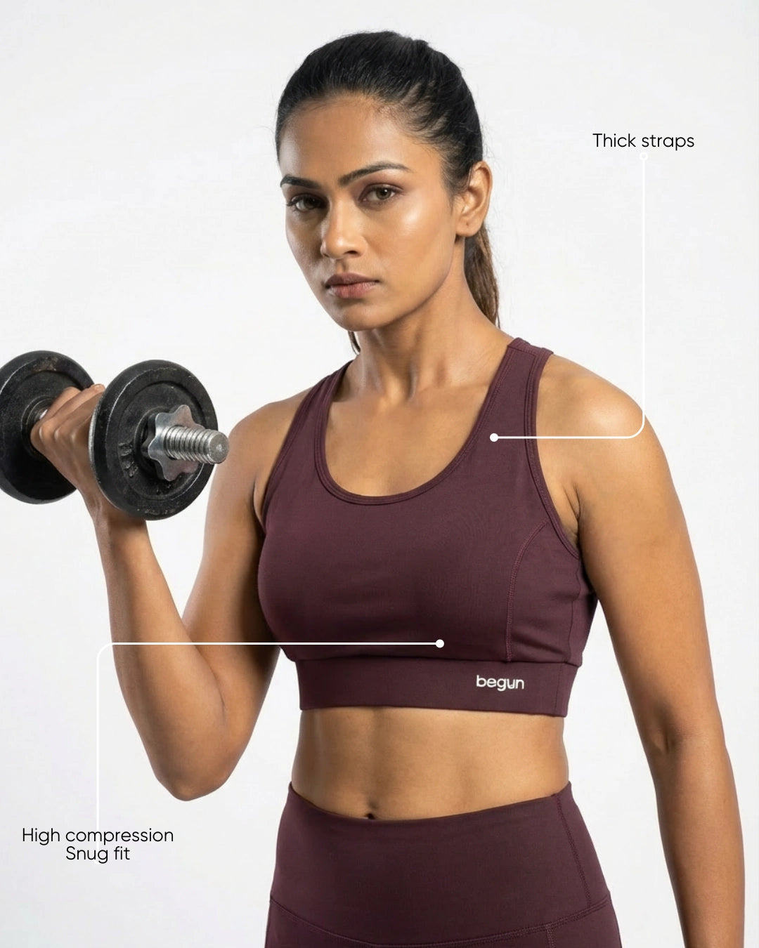 Luna Racerback Mid Impact Sports Bra Wine