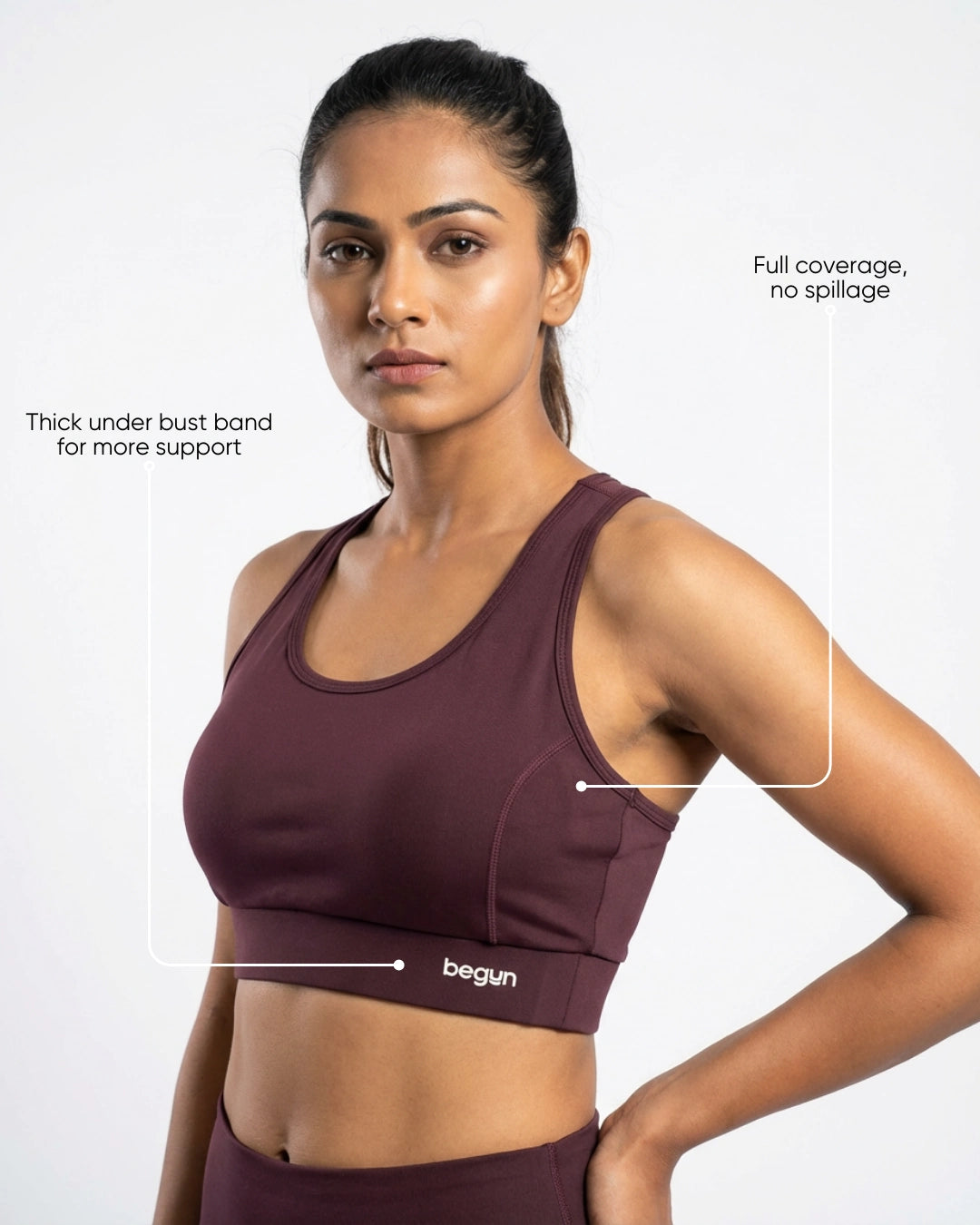 Luna Racerback Mid Impact Sports Bra Wine