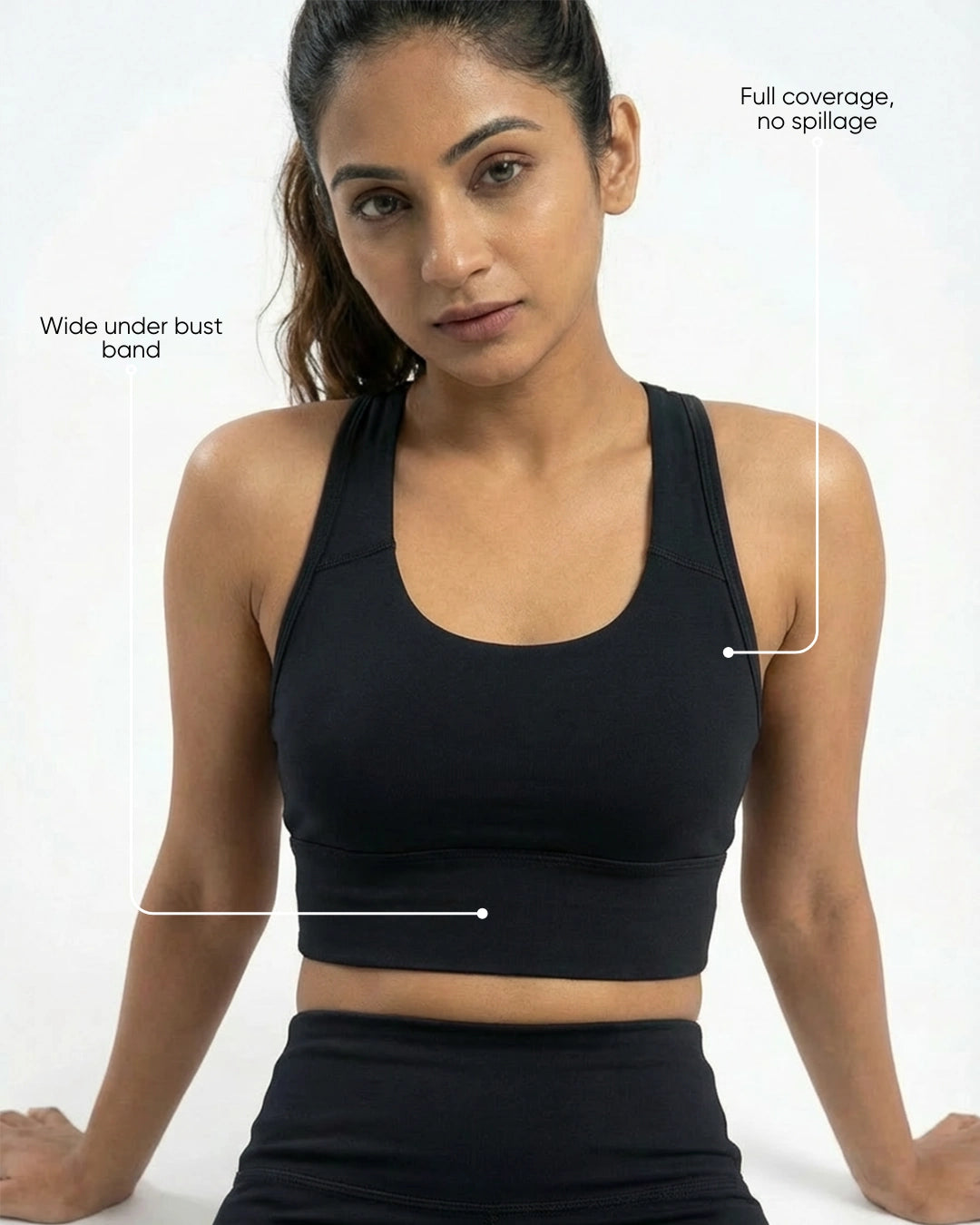 Power Crisscross Full Coverage Sports Bra Black
