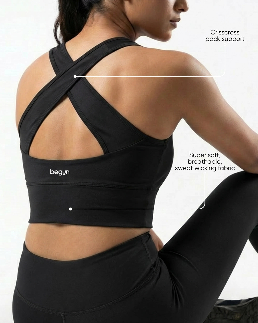 Power Crisscross Full Coverage Sports Bra Black