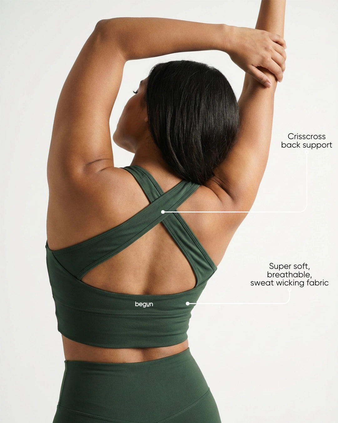 Power Crisscross Full Coverage Sports Bra Sage