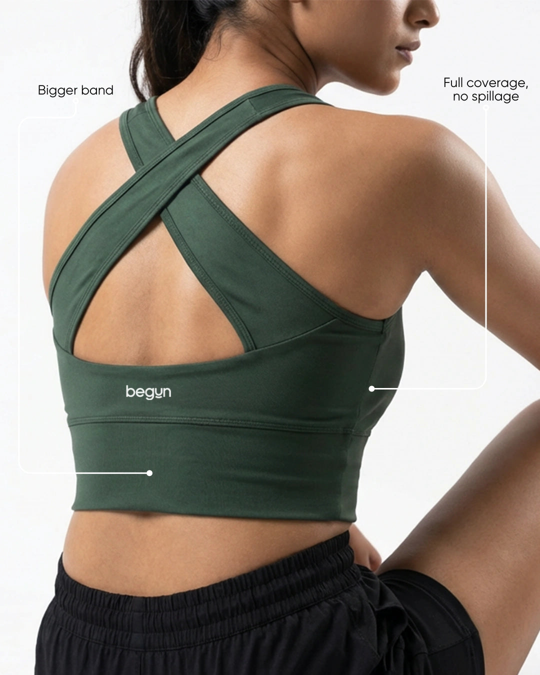 Power Crisscross Full Coverage Sports Bra Sage