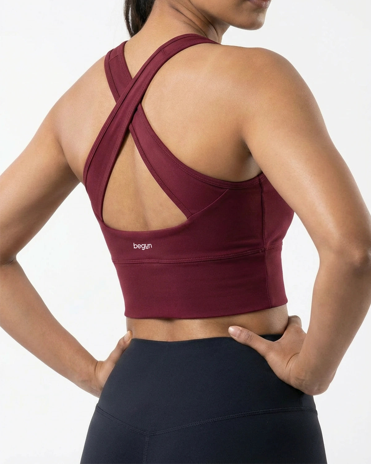 Power Crisscross Full Coverage Sports Bra Wine
