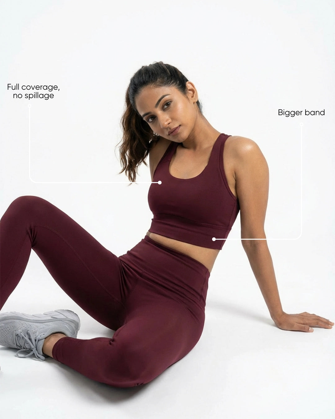 Power Crisscross Full Coverage Sports Bra Wine