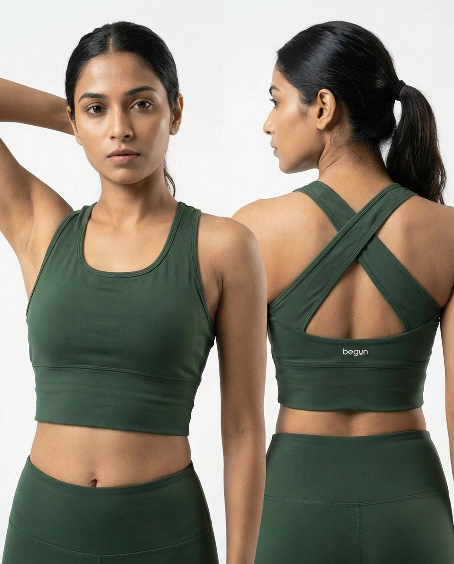 Power Crisscross Full Coverage Sports Bra Sage