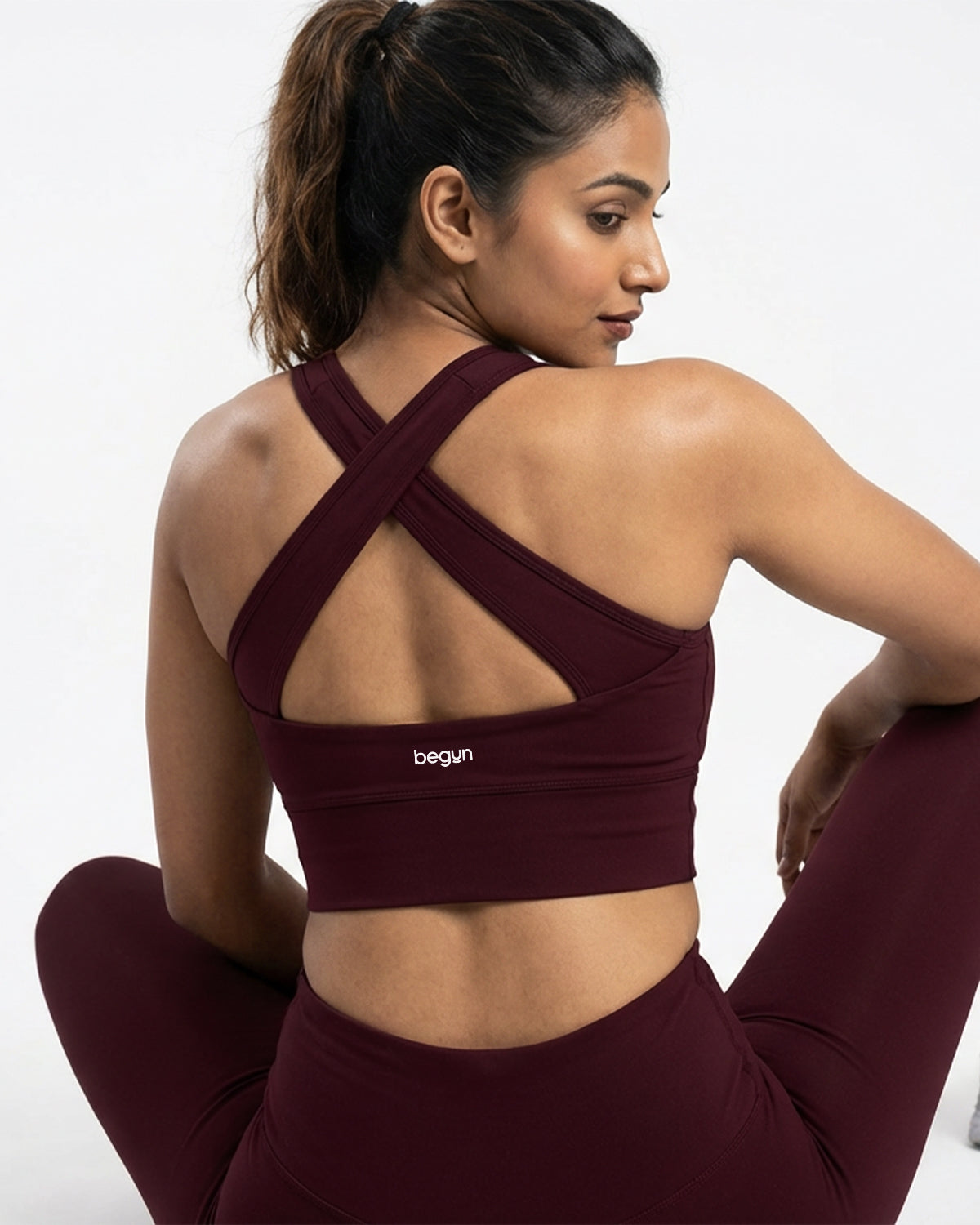 Power Crisscross Sports Bra Wine