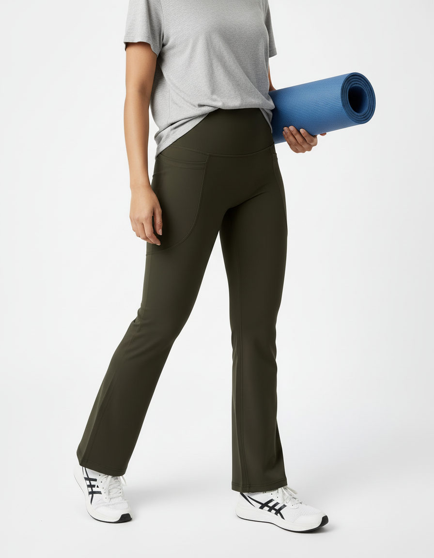 On The Move Flared Leggings Charcoal Green