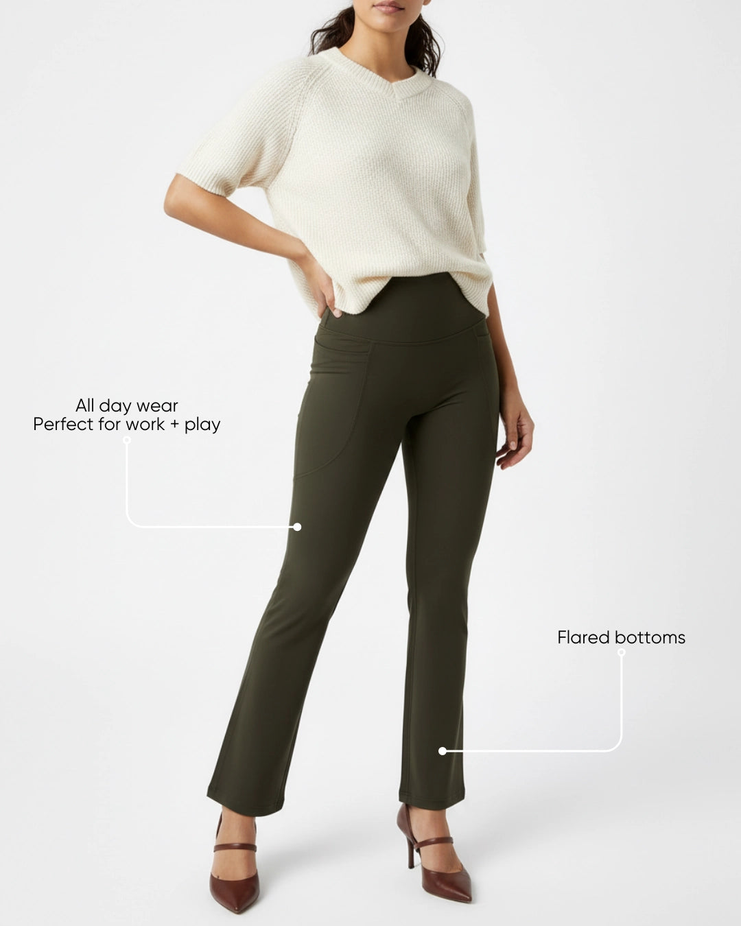 On The Move Flared Leggings Charcoal Green